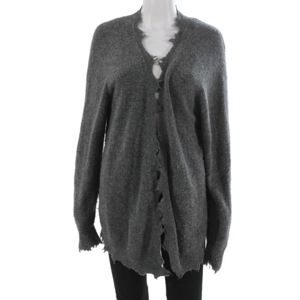 IRO Unisex Dark Gray Merino Cashmere V-Neck Cardigan Long Sleeve Size M